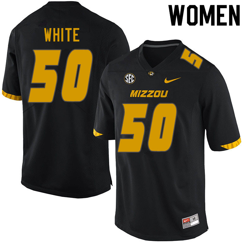 Women #50 Hyrin White Missouri Tigers College Football Jerseys Sale-Black